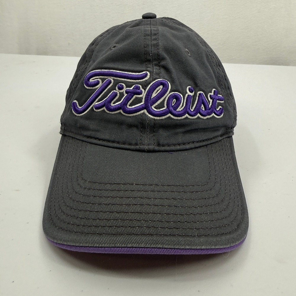 Titleist Golf Hat Mens OSFA Gray Purple Embroidered Pro V1 Footjoy Cap
